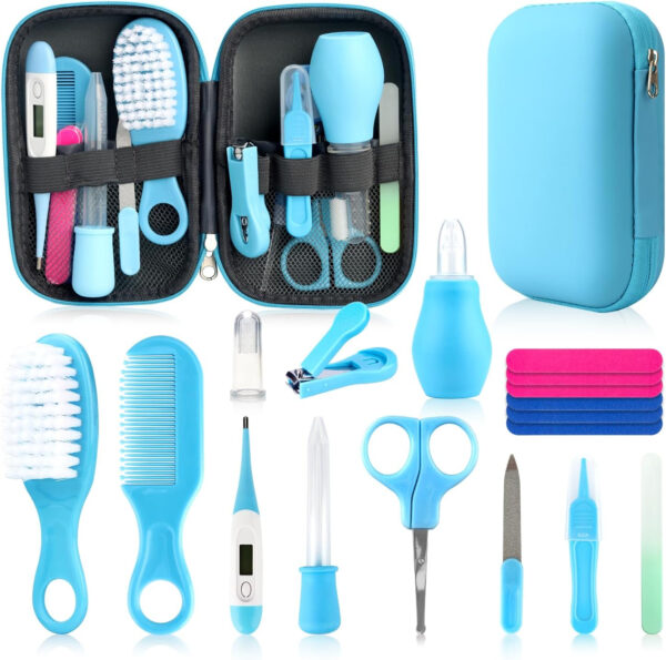Baby Grooming Kit, Infant Safety Care Set with Hair Brush Comb Nail Clipper Nasal Aspirator,Baby Essentials Kit for Newborn Girls Boys