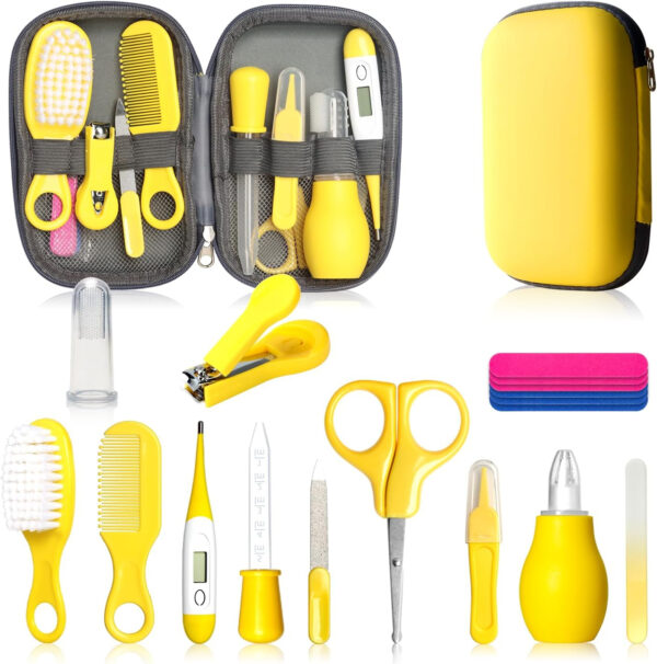 Baby Grooming Kit, Infant Safety Care Set with Hair Brush Comb Nail Clipper Nasal Aspirator,Baby Essentials Kit for Newborn Girls Boys