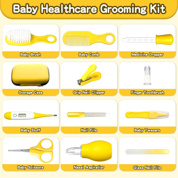 Baby Grooming Kit, Infant Safety Care Set with Hair Brush Comb Nail Clipper Nasal Aspirator,Baby Essentials Kit for Newborn Girls Boys