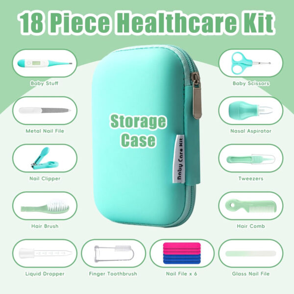 Baby Grooming Kit, Infant Safety Care Set with Hair Brush Comb Nail Clipper Nasal Aspirator,Baby Essentials Kit for Newborn Girls Boys