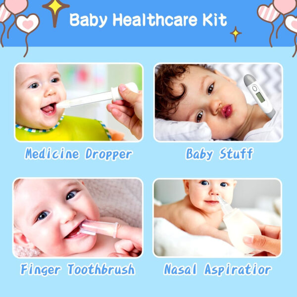 Baby Grooming Kit, Infant Safety Care Set with Hair Brush Comb Nail Clipper Nasal Aspirator,Baby Essentials Kit for Newborn Girls Boys