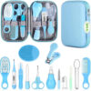 Baby Grooming Kit, Infant Safety Care Set with Hair Brush Comb Nail Clipper Nasal Aspirator,Baby Essentials Kit for Newborn Girls Boys (Blue)