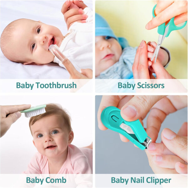 Baby Grooming Kit, Infant Safety Care Set with Hair Brush Comb Nail Clipper Nasal Aspirator,Baby Essentials Kit for Newborn Girls Boys (Blue)