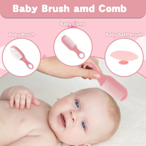 Baby Healthcare and Grooming Kit, 14 in 1 Baby Safety Set Newborn Nursery Health Care Set with Hair Brush Scale Nail Clippers for Baby Girls Boys (14 Kits Grey White)