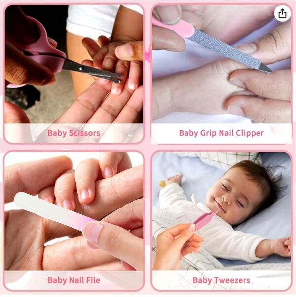 Baby Healthcare and Grooming Kit, 14 in 1 Baby Safety Set Newborn Nursery Health Care Set with Hair Brush Scale Nail Clippers for Baby Girls Boys (14 Kits Grey White)