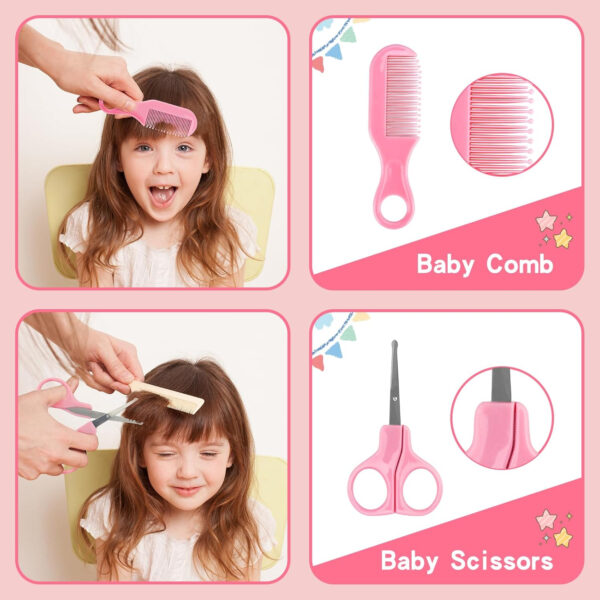 Baby Healthcare and Grooming Kit, 14 in 1 Baby Safety Set Newborn Nursery Health Care Set with Hair Brush Scale Nail Clippers for Baby Girls Boys (14 Kits Grey White)