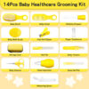 Baby Healthcare and Grooming Kit, 14 in 1 Baby Safety Set Newborn Nursery Health Care Set with Hair Brush Scale Nail Clippers for Baby Girls Boys (14 Kits Grey White)