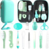 Baby Healthcare and Grooming Kit, 14 in 1 Baby Safety Set Newborn Nursery Health Care Set with Hair Brush Scale Nail Clippers for Baby Girls Boys (14 Kits Grey White)