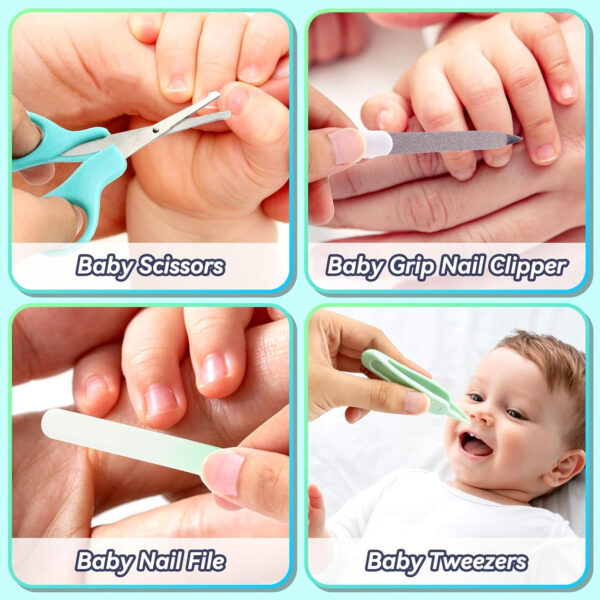 Baby Healthcare and Grooming Kit, 14 in 1 Baby Safety Set Newborn Nursery Health Care Set with Hair Brush Scale Nail Clippers for Baby Girls Boys (14 Kits Grey White)