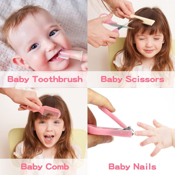 Baby Grooming Kit, Infant Safety Care Set with Hair Brush Comb Nail Clipper Nasal Aspirator,Baby Essentials Kit for Newborn Girls Boys
