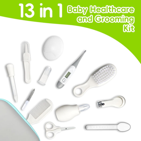 Baby Grooming Kit, Infant Safety Care Set with Hair Brush Comb Nail Clipper Nasal Aspirator,Baby Essentials Kit for Newborn Girls Boys