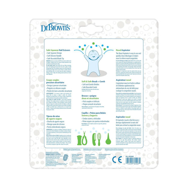 Dr. Brown's Baby Care Essentials Kit, Nail Scissors with Case, Nasal Aspirator, Cradle Cap Brush and Comb, BPA-Free