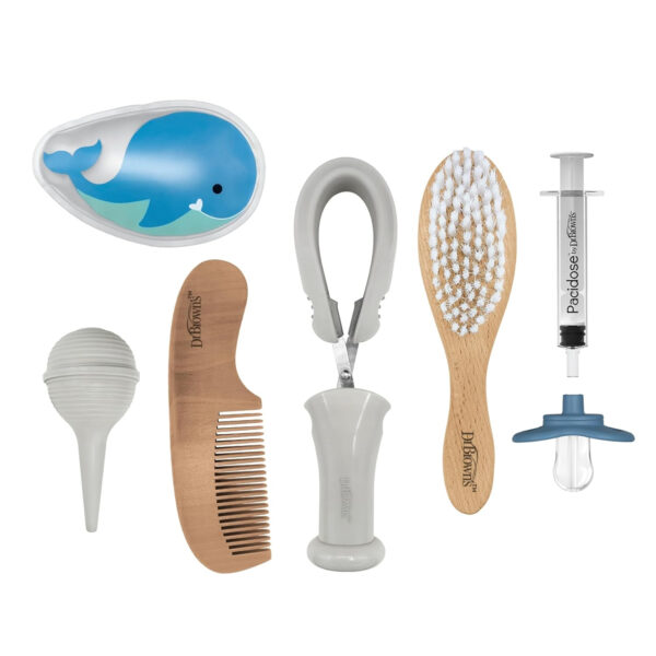 Dr. Brown's Baby Care Essentials Kit, Nail Scissors with Case, Nasal Aspirator, Cradle Cap Brush and Comb, BPA-Free