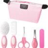 Baby Grooming Kit,Baby Health Care Kit,Baby Brush Soft Bristles 5 pcs Baby Nail Kit Nursery Care Kit Baby Hair Brush Hair Comb Nail Kit Safety Cutter Nail Clipper Set Pink