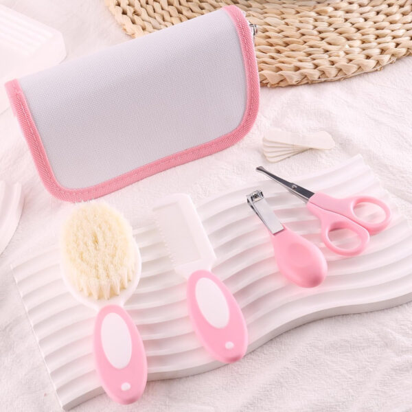 Baby Grooming Kit,Baby Health Care Kit,Baby Brush Soft Bristles 5 pcs Baby Nail Kit Nursery Care Kit Baby Hair Brush Hair Comb Nail Kit Safety Cutter Nail Clipper Set Pink