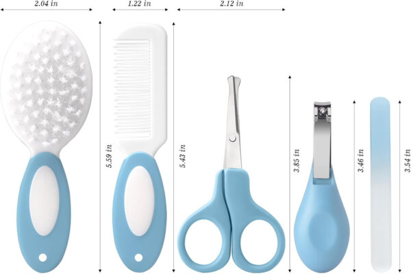 Baby Grooming Kit,Baby Health Care Kit,Baby Brush Soft Bristles 5 pcs Baby Nail Kit Nursery Care Kit Baby Hair Brush Hair Comb Nail Kit Safety Cutter Nail Clipper Set Pink