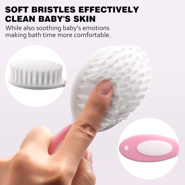 Baby Grooming Kit,Baby Health Care Kit,Baby Brush Soft Bristles 5 pcs Baby Nail Kit Nursery Care Kit Baby Hair Brush Hair Comb Nail Kit Safety Cutter Nail Clipper Set Pink