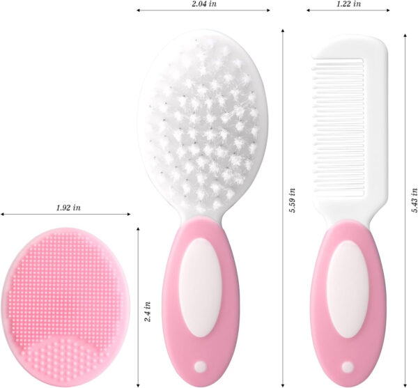 Baby Grooming Kit,Baby Health Care Kit,Baby Brush Soft Bristles 5 pcs Baby Nail Kit Nursery Care Kit Baby Hair Brush Hair Comb Nail Kit Safety Cutter Nail Clipper Set Pink