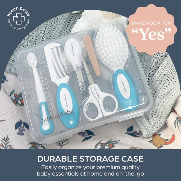 Dreambaby Essential 10pc Baby Grooming Kit, Newborn Safety Care Set with Brush, Comb, Toothbrush, Nail Clippers, Nail Scissors, Emory Boards and Storage Case