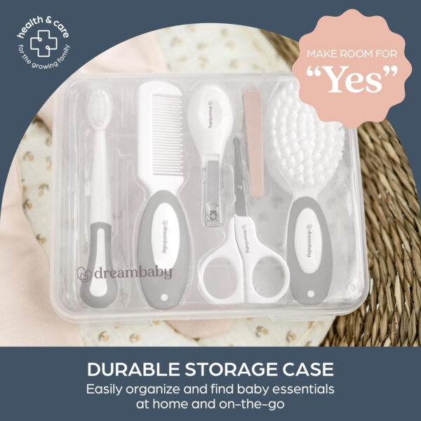 Dreambaby Essential 10pc Baby Grooming Kit, Newborn Safety Care Set with Brush, Comb, Toothbrush, Nail Clippers, Nail Scissors, Emory Boards and Storage Case