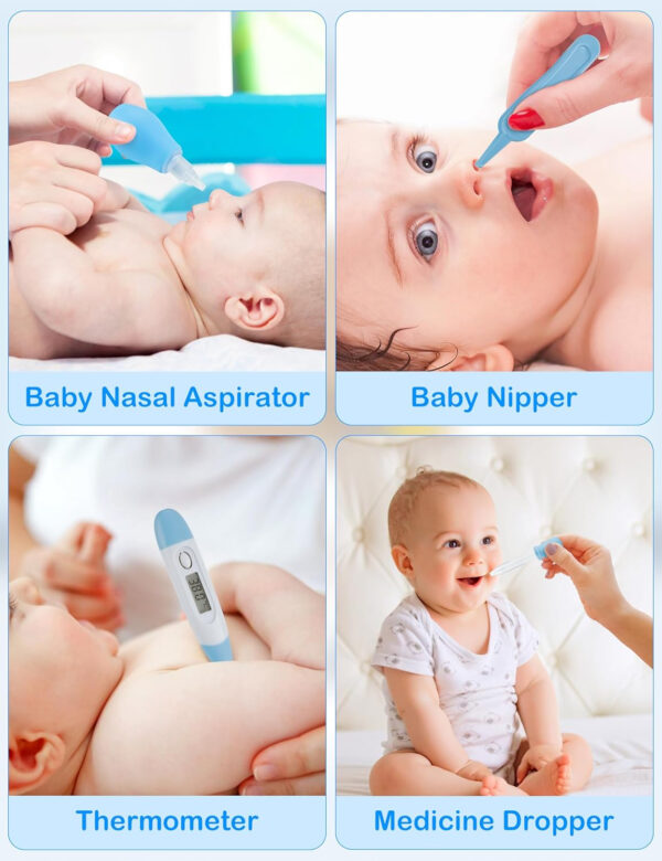 OTTOLIVES Baby Healthcare and Grooming Kit, 24 in 1 Baby Electric Nail Trimmer Set Newborn Nursery Health Care Set for Newborn Infant Toddlers Baby Boys Girls Kids Haircut Tools (0-3 Years+) (Blue)