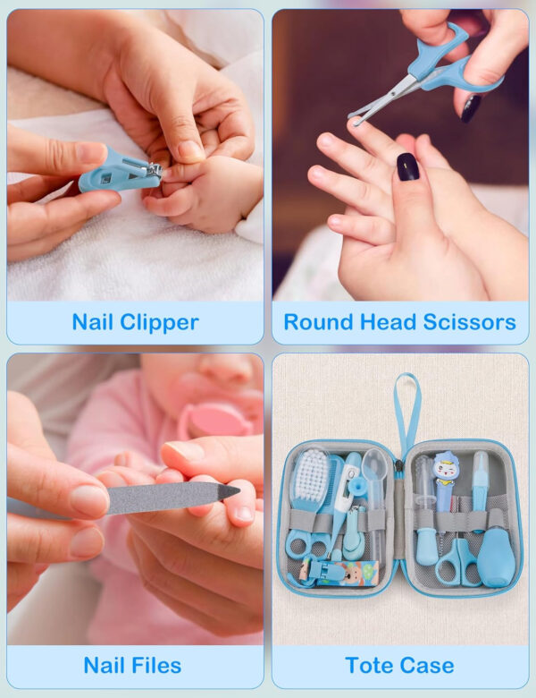 OTTOLIVES Baby Healthcare and Grooming Kit, 24 in 1 Baby Electric Nail Trimmer Set Newborn Nursery Health Care Set for Newborn Infant Toddlers Baby Boys Girls Kids Haircut Tools (0-3 Years+) (Blue)