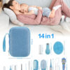 OTTOLIVES Baby Healthcare and Grooming Kit, 24 in 1 Baby Electric Nail Trimmer Set Newborn Nursery Health Care Set for Newborn Infant Toddlers Baby Boys Girls Kids Haircut Tools (0-3 Years+) (Blue)