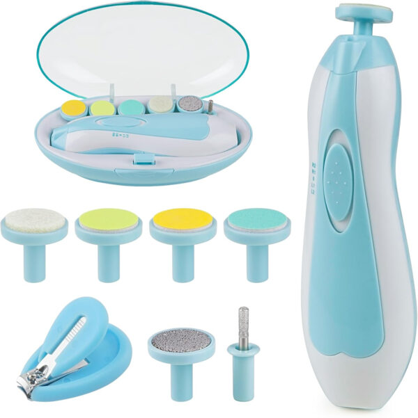 OTTOLIVES Baby Healthcare and Grooming Kit, 24 in 1 Baby Electric Nail Trimmer Set Newborn Nursery Health Care Set for Newborn Infant Toddlers Baby Boys Girls Kids Haircut Tools (0-3 Years+) (Blue)