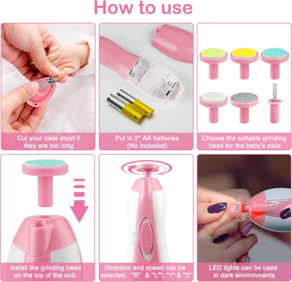 OTTOLIVES Baby Healthcare and Grooming Kit, 24 in 1 Baby Electric Nail Trimmer Set Newborn Nursery Health Care Set for Newborn Infant Toddlers Baby Boys Girls Kids Haircut Tools (0-3 Years+) (Blue)