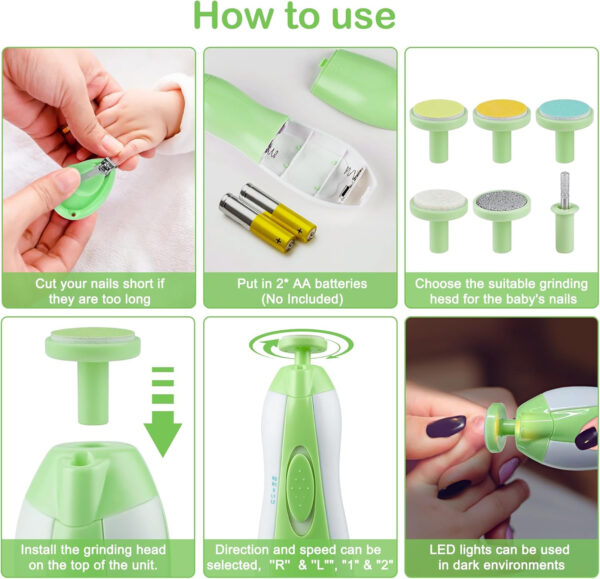 OTTOLIVES Baby Healthcare and Grooming Kit, 24 in 1 Baby Electric Nail Trimmer Set Newborn Nursery Health Care Set for Newborn Infant Toddlers Baby Boys Girls Kids Haircut Tools (0-3 Years+) (Blue)