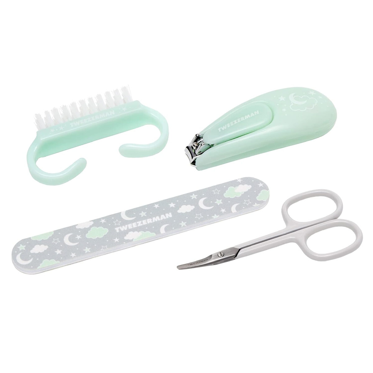 Tweezerman Baby Manicure Kit Includes Nail Clipper, Grooming Brush, Nail Trimming Scissors, and Nail File