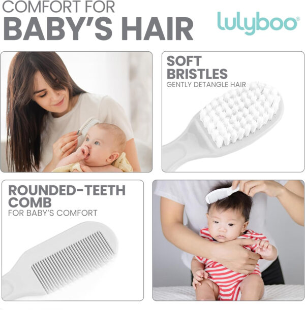 Lulyboo Ultimate 6-Piece Baby Grooming Kit Certified Safety, Include Brush Comb Scissors Emery Board Nail Clipper & Travel Bag - Baby Kits for Newborns with Premium Tools, Ideal Gift for Parents.