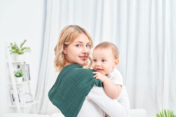 Baby Muslin Swaddle Blankets for Boys and Girls,4-Pack Breathable and Skin-Friendly,Wrap Soft Silky Cotton Muslin Swaddle Blankets/Atrovirens/Green/Apricot White/Grey…