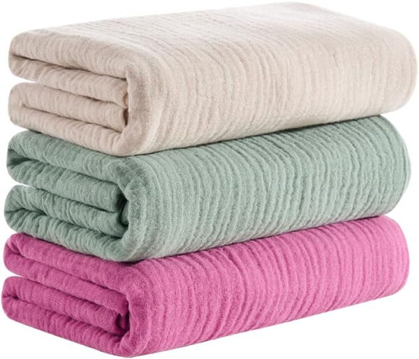 Baby Muslin Swaddle Blankets for Boys and Girls,4-Pack Breathable and Skin-Friendly,Wrap Soft Silky Cotton Muslin Swaddle Blankets/Atrovirens/Green/Apricot White/Grey…
