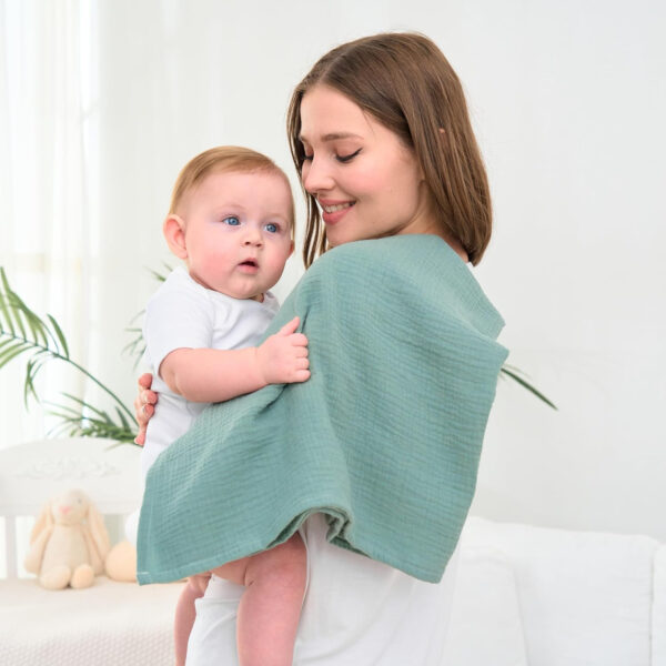 Baby Muslin Swaddle Blankets for Boys and Girls,4-Pack Breathable and Skin-Friendly,Wrap Soft Silky Cotton Muslin Swaddle Blankets/Atrovirens/Green/Apricot White/Grey…