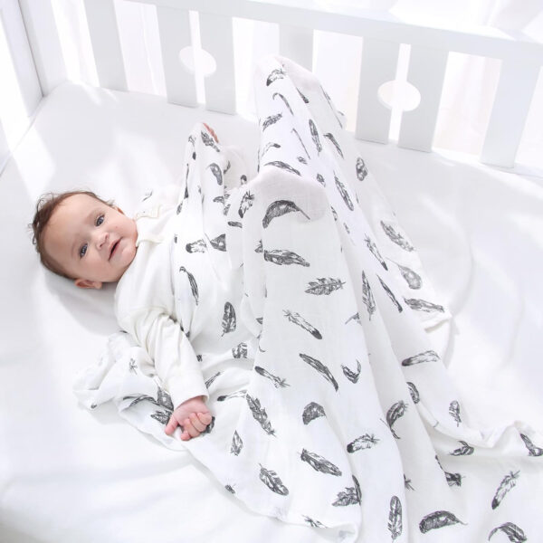 upsimples Baby Swaddle Blanket Unisex Swaddles Wrap Soft Silky Muslin Neutral Receiving Blankets for Boys and Girls, Large 47 x 47 inches, Set of 4 - Fox/Elephant/Giraffe/Dinosaur