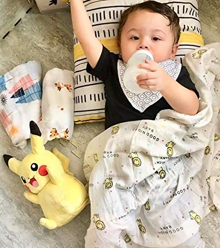 upsimples Baby Swaddle Blanket Unisex Swaddles Wrap Soft Silky Muslin Neutral Receiving Blankets for Boys and Girls, Large 47 x 47 inches, Set of 4 - Fox/Elephant/Giraffe/Dinosaur