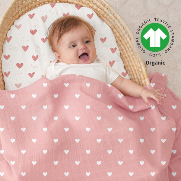 Yoofoss Organic Muslin Swaddle Blankets, Baby Blankets, 47 x 47 Inches Receiving Blanket for Baby Boys and Girls, Baby Essentials for Newborns Soft Breathable