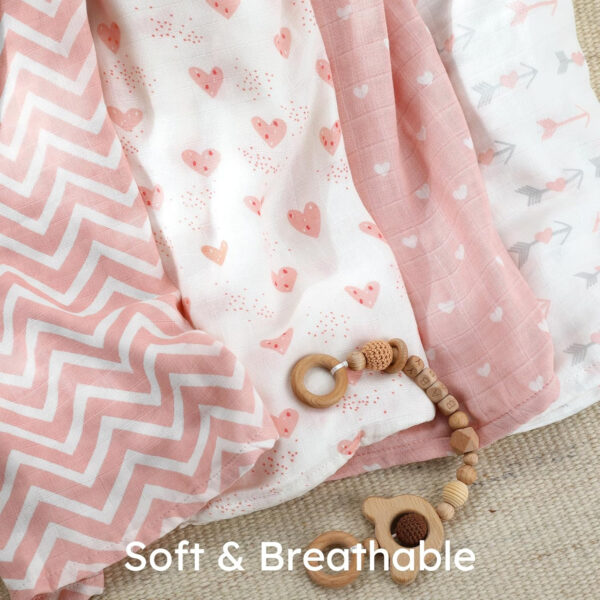 Yoofoss Organic Muslin Swaddle Blankets, Baby Blankets, 47 x 47 Inches Receiving Blanket for Baby Boys and Girls, Baby Essentials for Newborns Soft Breathable
