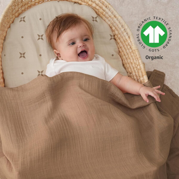 Yoofoss Organic Muslin Swaddle Blankets, Baby Blankets, 47 x 47 Inches Receiving Blanket for Baby Boys and Girls, Baby Essentials for Newborns Soft Breathable
