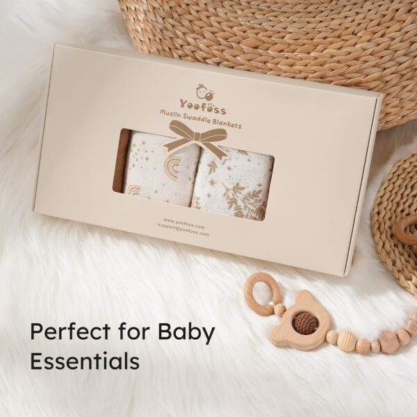 Yoofoss Organic Muslin Swaddle Blankets, Baby Blankets, 47 x 47 Inches Receiving Blanket for Baby Boys and Girls, Baby Essentials for Newborns Soft Breathable