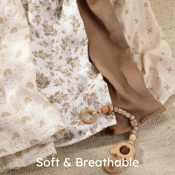 Yoofoss Organic Muslin Swaddle Blankets, Baby Blankets, 47 x 47 Inches Receiving Blanket for Baby Boys and Girls, Baby Essentials for Newborns Soft Breathable