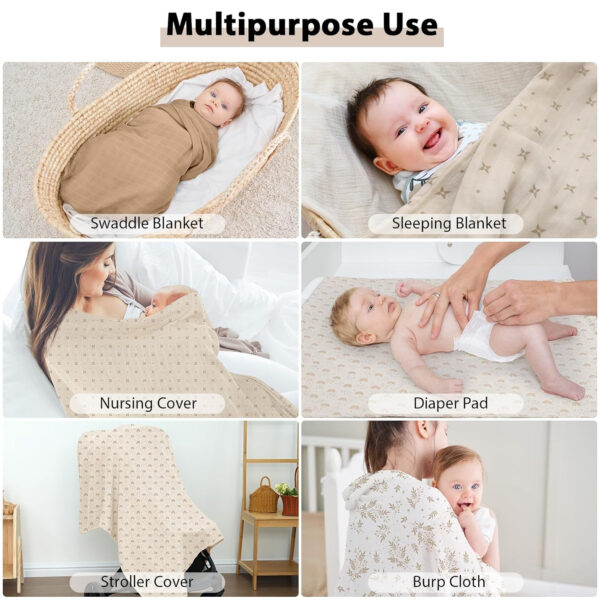 Yoofoss Organic Muslin Swaddle Blankets, Baby Blankets, 47 x 47 Inches Receiving Blanket for Baby Boys and Girls, Baby Essentials for Newborns Soft Breathable