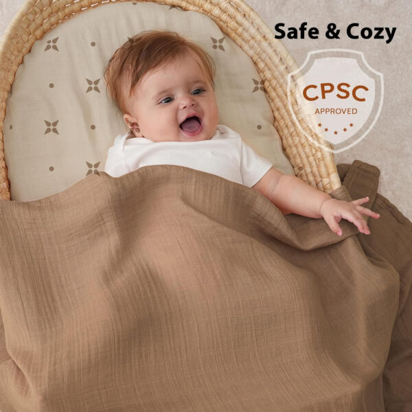 Yoofoss Organic Muslin Swaddle Blankets, Baby Blankets, 47 x 47 Inches Receiving Blanket for Baby Boys and Girls, Baby Essentials for Newborns Soft Breathable