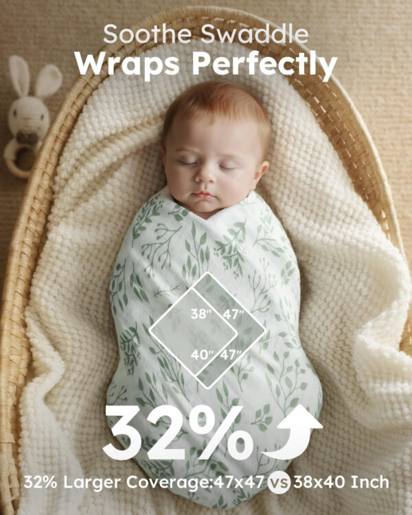 Yoofoss Organic Muslin Swaddle Blankets, Baby Blankets, 47 x 47 Inches Receiving Blanket for Baby Boys and Girls, Baby Essentials for Newborns Soft Breathable