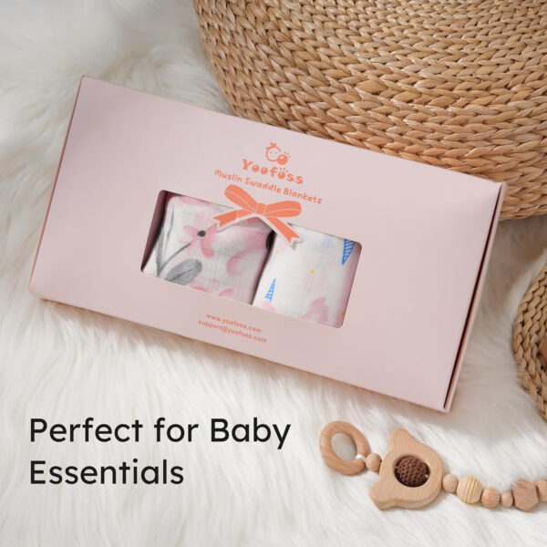 Yoofoss Organic Muslin Swaddle Blankets, Baby Blankets, 47 x 47 Inches Receiving Blanket for Baby Boys and Girls, Baby Essentials for Newborns Soft Breathable