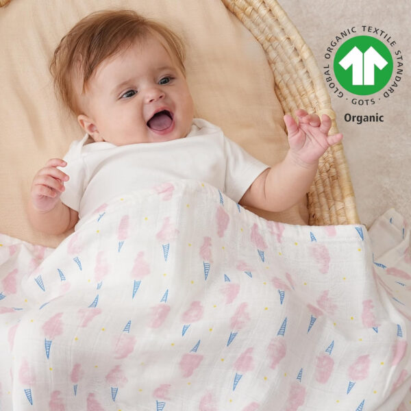 Yoofoss Organic Muslin Swaddle Blankets, Baby Blankets, 47 x 47 Inches Receiving Blanket for Baby Boys and Girls, Baby Essentials for Newborns Soft Breathable