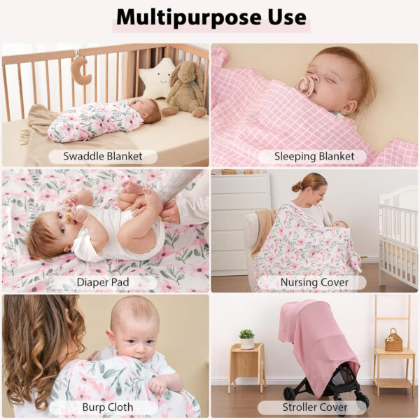 Yoofoss Organic Muslin Swaddle Blankets, Baby Blankets, 47 x 47 Inches Receiving Blanket for Baby Boys and Girls, Baby Essentials for Newborns Soft Breathable