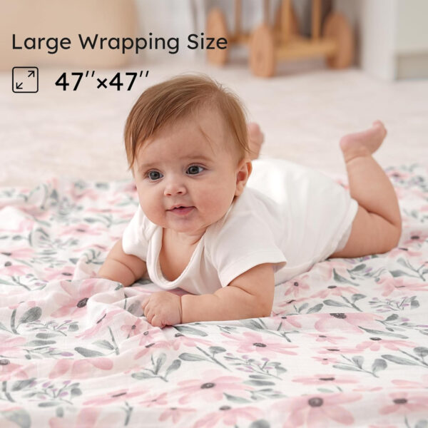 Yoofoss Organic Muslin Swaddle Blankets, Baby Blankets, 47 x 47 Inches Receiving Blanket for Baby Boys and Girls, Baby Essentials for Newborns Soft Breathable