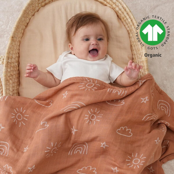 Yoofoss Organic Muslin Swaddle Blankets, Baby Blankets, 47 x 47 Inches Receiving Blanket for Baby Boys and Girls, Baby Essentials for Newborns Soft Breathable